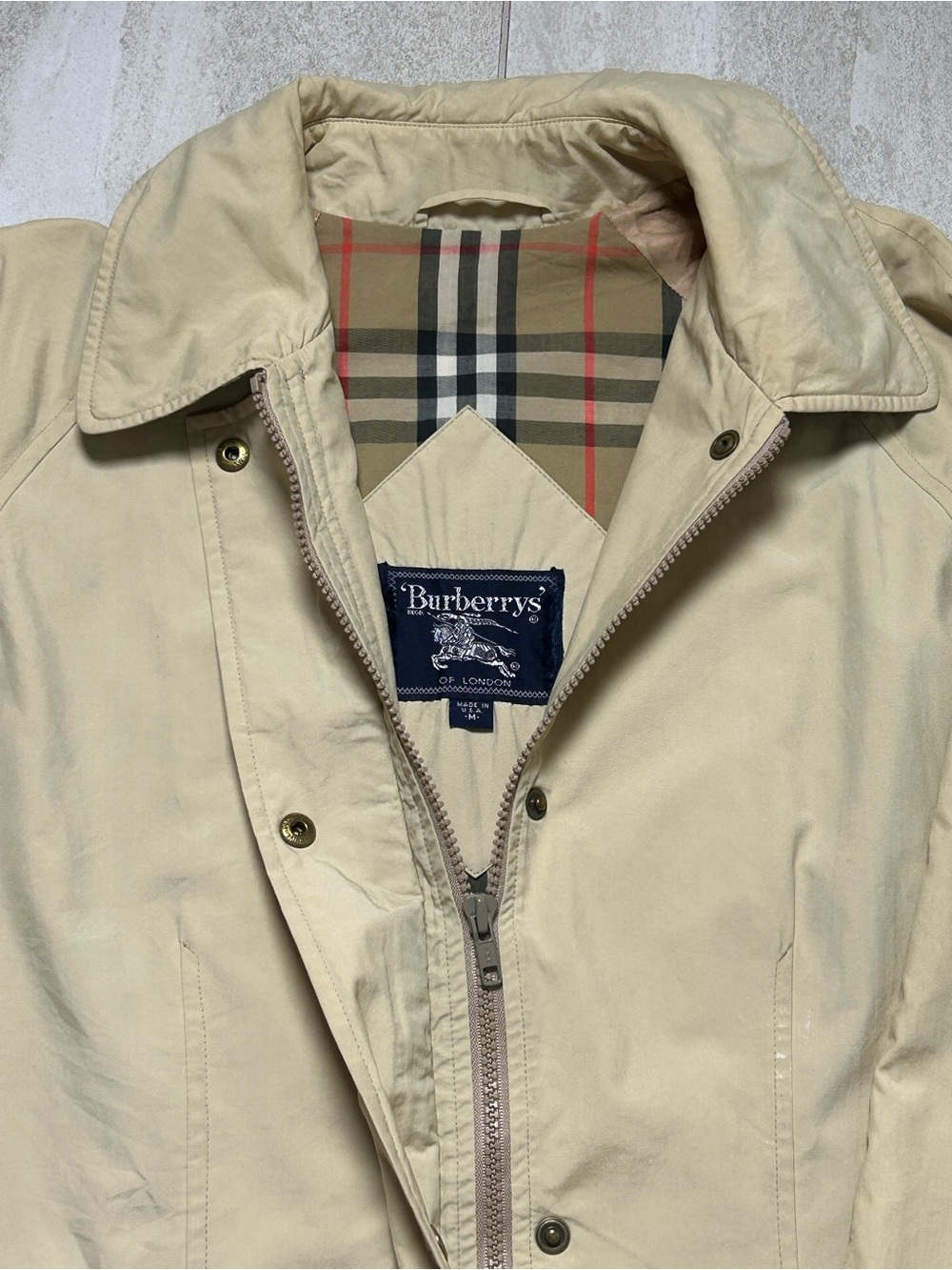 VINTAGE BURBERRY MENS UTILITY FIELD JACKET SZ M NOVA CHECK PLAID USA MADE RARE - Picture 10 of 16